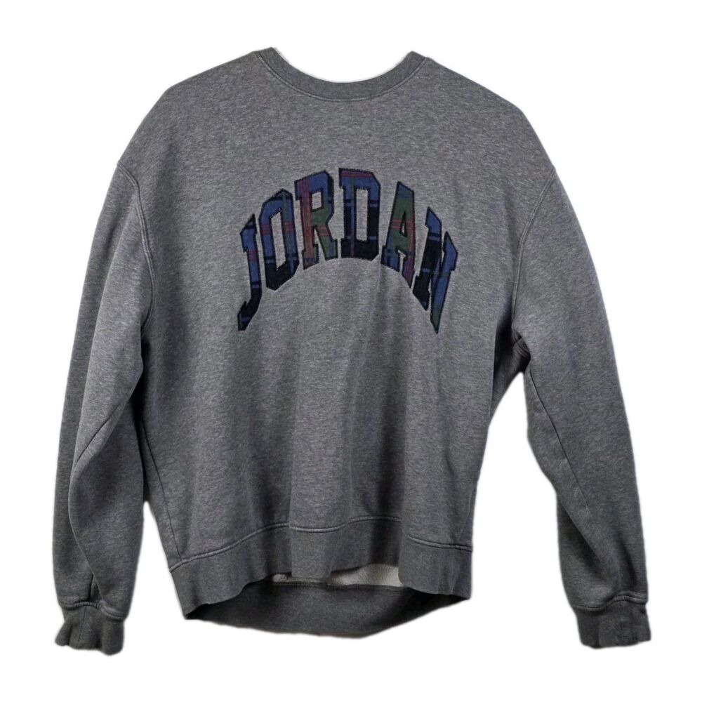 Nike Jordan Men's Medium Holiday Plaid Fleece Crewneck Sweatshirt